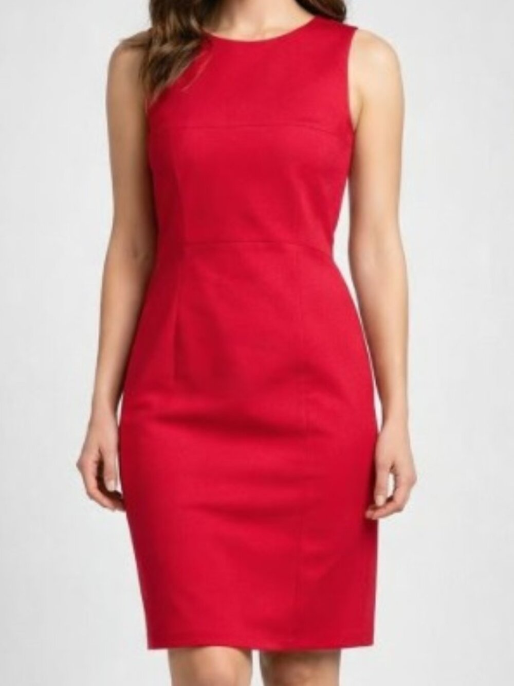 Lauren Ralph Lauren Cotton Midi Sleeveless Sheath Dress Red Americana Size 10